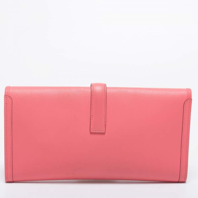 Pre Owned Hermès Rose Azalee Swift Leather Elan Jige 29 Clutch