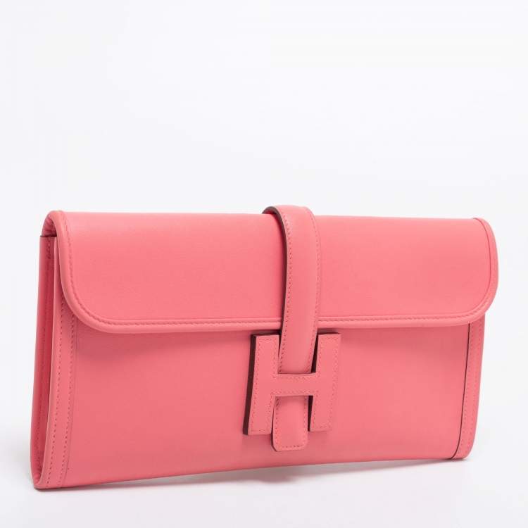 Pre Owned Hermès Rose Azalee Swift Leather Elan Jige 29 Clutch