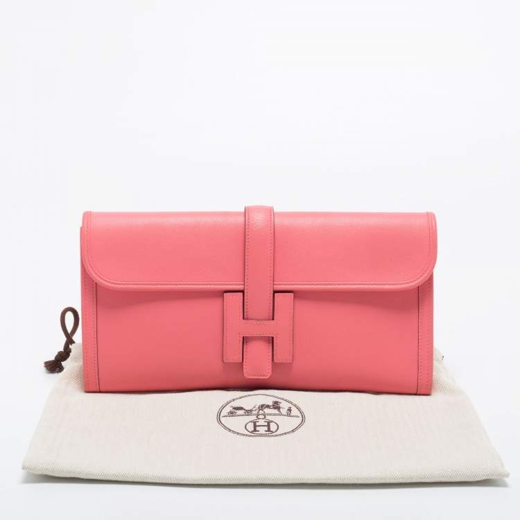 Pre Owned Hermès Rose Azalee Swift Leather Elan Jige 29 Clutch