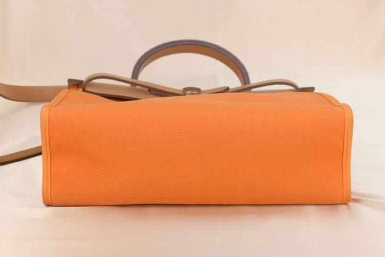 Pre Owned Hermes Orange  Leather Herbag 31 Shoulder Bag 