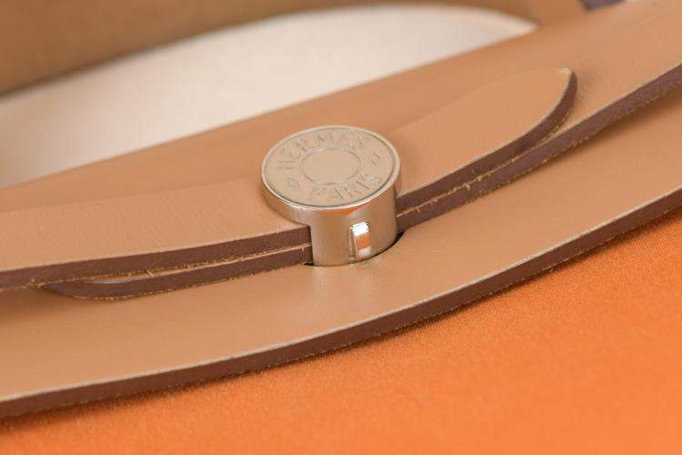 Pre Owned Hermes Orange  Leather Herbag 31 Shoulder Bag 