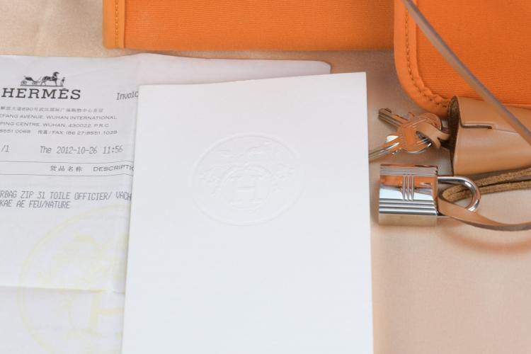 Pre Owned Hermes Orange  Leather Herbag 31 Shoulder Bag 