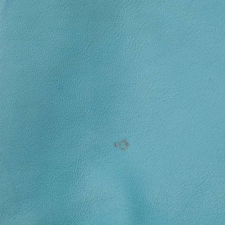 Pre Owned Hermes Bleu Jean Swift Leather Palladium Finish Kelly 35 Bag
