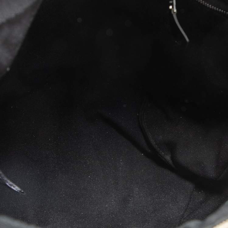Pre Owned Hermes Beige/Black Canvas Saxo MM Bucket Bag