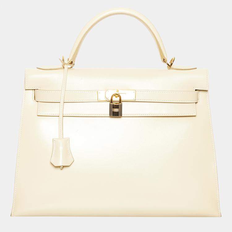 HERMES KELLY MESSENGER 2023 HAND BAG BOX CALF LEATHER CADENA WHITE