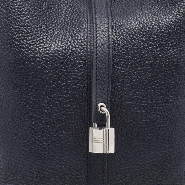Pre Owned Hermes Black Taurillon Clemence Leather Palladium Finish Picotin Lock 22 Bag
