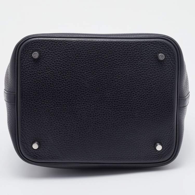 Pre Owned Hermes Black Taurillon Clemence Leather Palladium Finish Picotin Lock 22 Bag