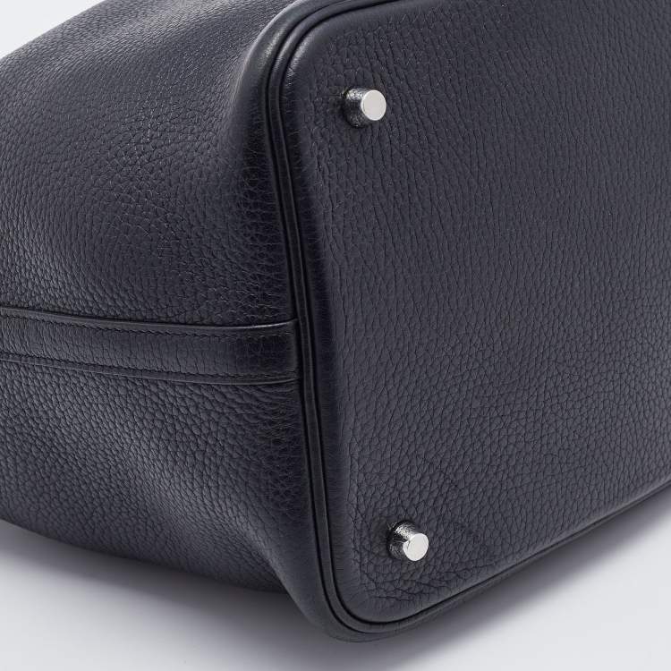 Pre Owned Hermes Black Taurillon Clemence Leather Palladium Finish Picotin Lock 22 Bag
