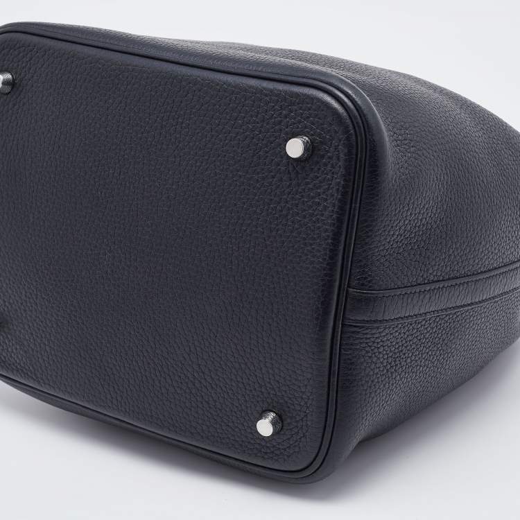 Pre Owned Hermes Black Taurillon Clemence Leather Palladium Finish Picotin Lock 22 Bag