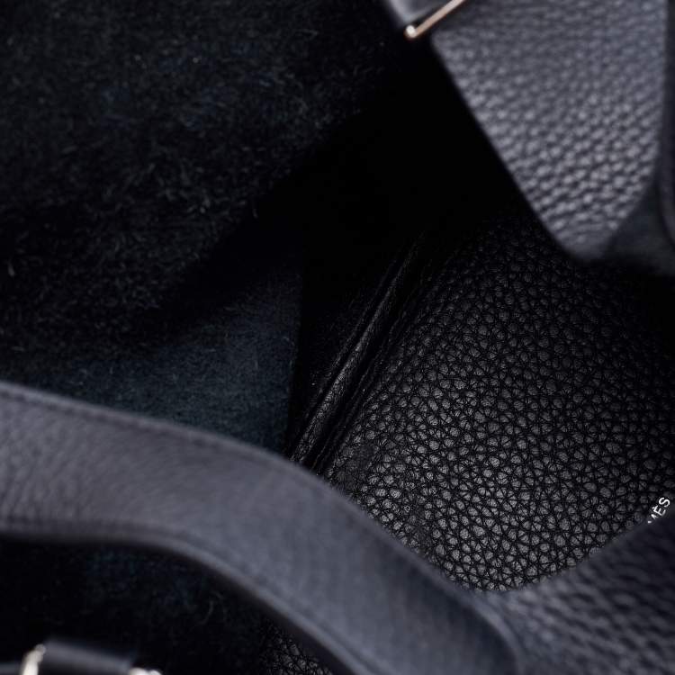 Pre Owned Hermes Black Taurillon Clemence Leather Palladium Finish Picotin Lock 22 Bag