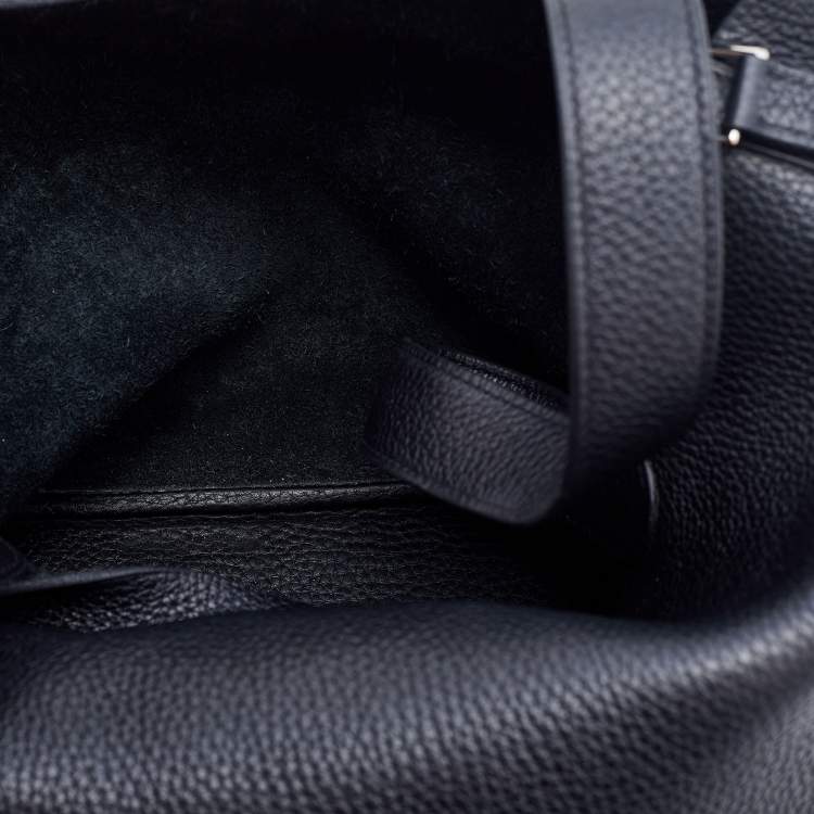 Pre Owned Hermes Black Taurillon Clemence Leather Palladium Finish Picotin Lock 22 Bag