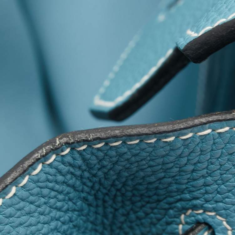 مملوكة مسبقًا Hermes Blue Jean Epsom Leather Palladium Finish Birkin 35 Bag