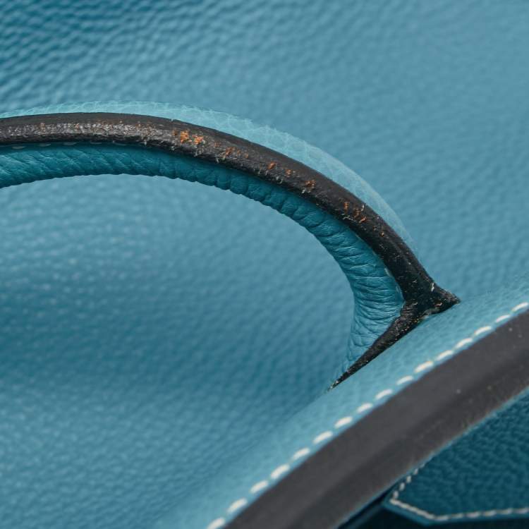 مملوكة مسبقًا Hermes Blue Jean Epsom Leather Palladium Finish Birkin 35 Bag