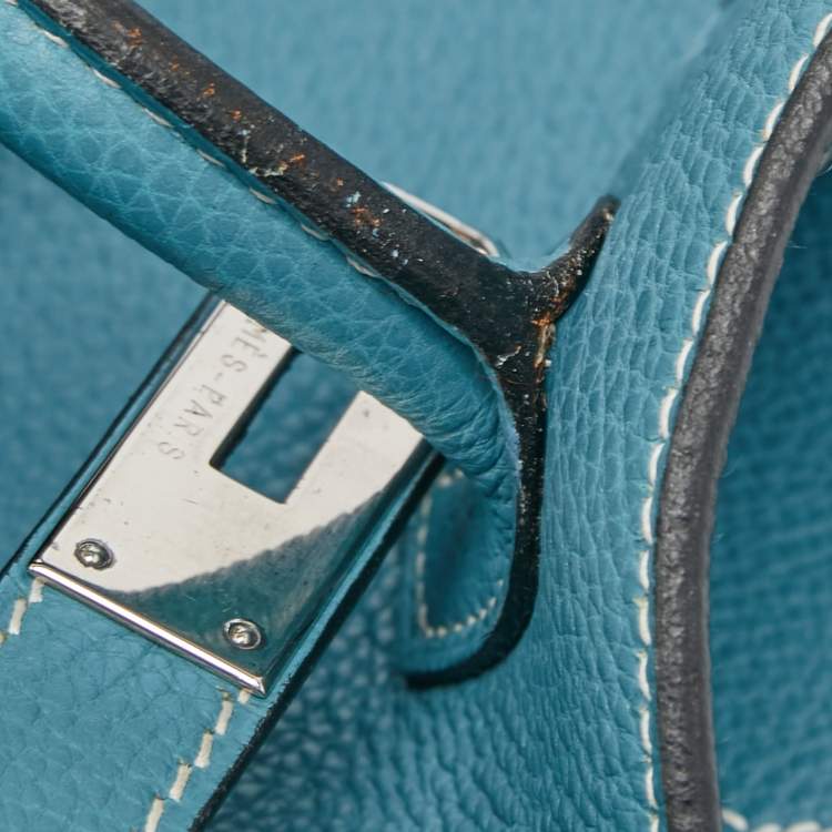 مملوكة مسبقًا Hermes Blue Jean Epsom Leather Palladium Finish Birkin 35 Bag