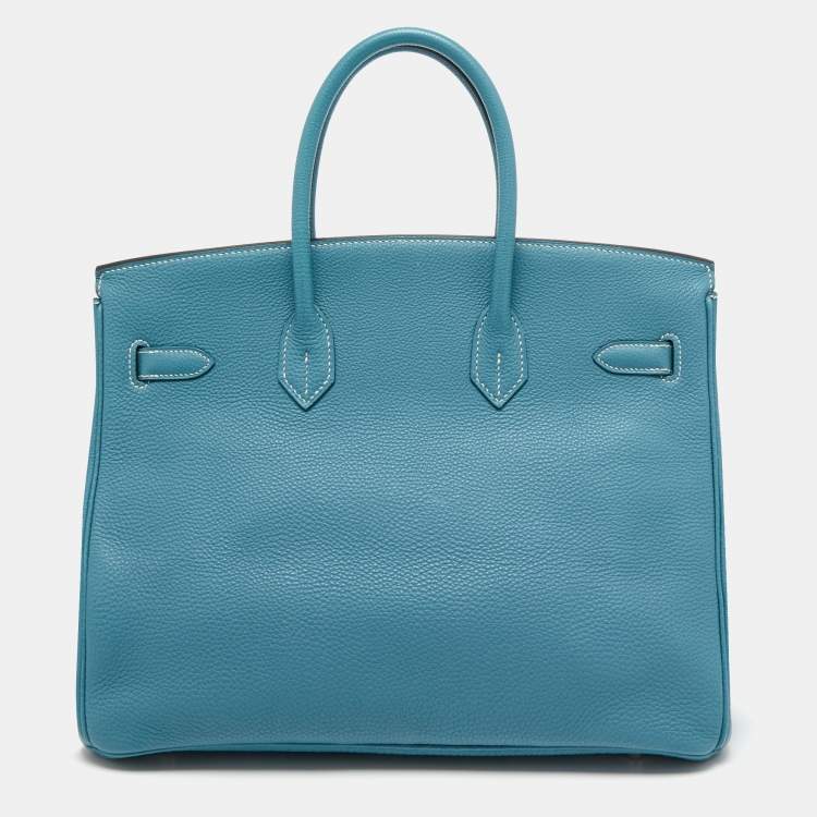 مملوكة مسبقًا Hermes Blue Jean Epsom Leather Palladium Finish Birkin 35 Bag