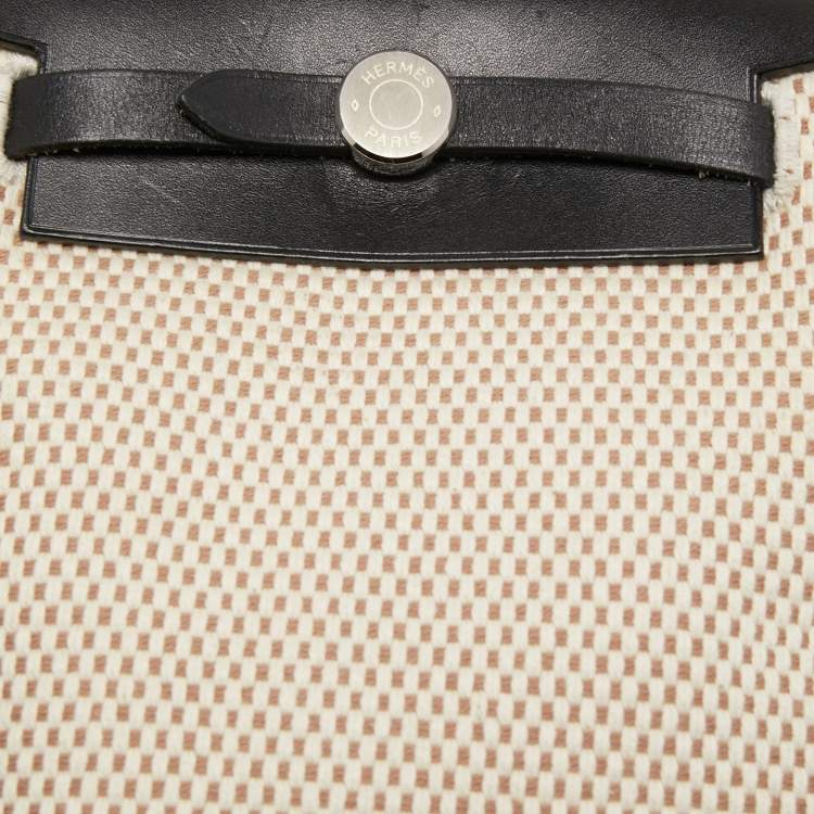 Pre Owned Hermes Black/Beige Canvas and Leather Herbag TPM Bag