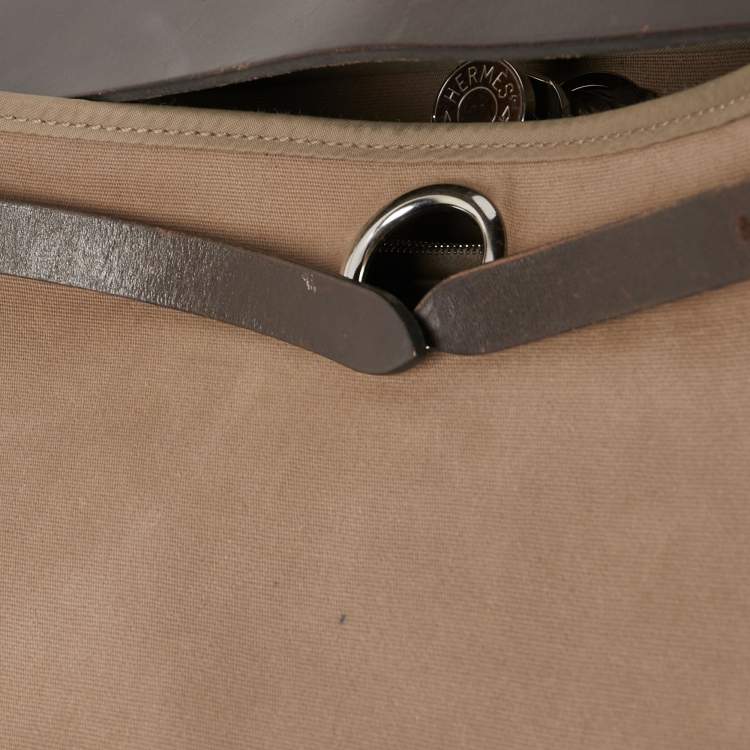 Pre Owned Hermés Ebene/Taupe Canvas and Leather Herbag Zip 39 Bag