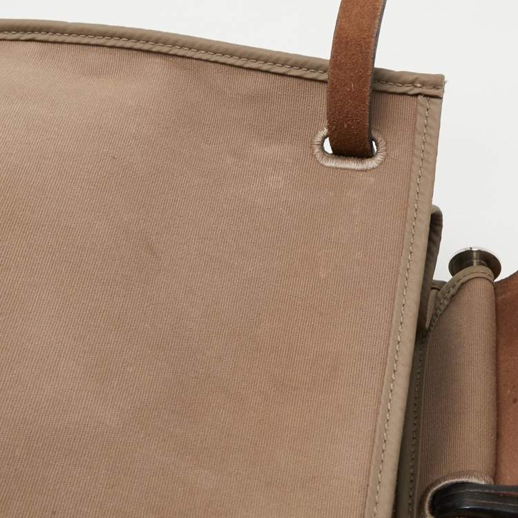 Pre Owned Hermés Ebene/Taupe Canvas and Leather Herbag Zip 39 Bag
