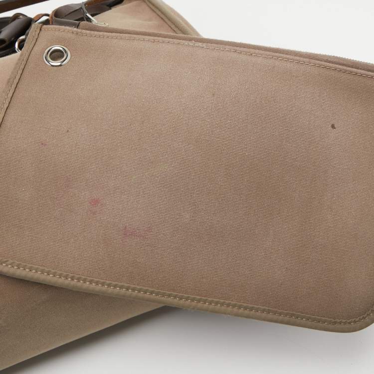 Pre Owned Hermés Ebene/Taupe Canvas and Leather Herbag Zip 39 Bag