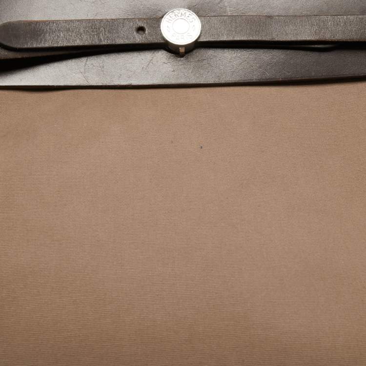 Pre Owned Hermés Ebene/Taupe Canvas and Leather Herbag Zip 39 Bag