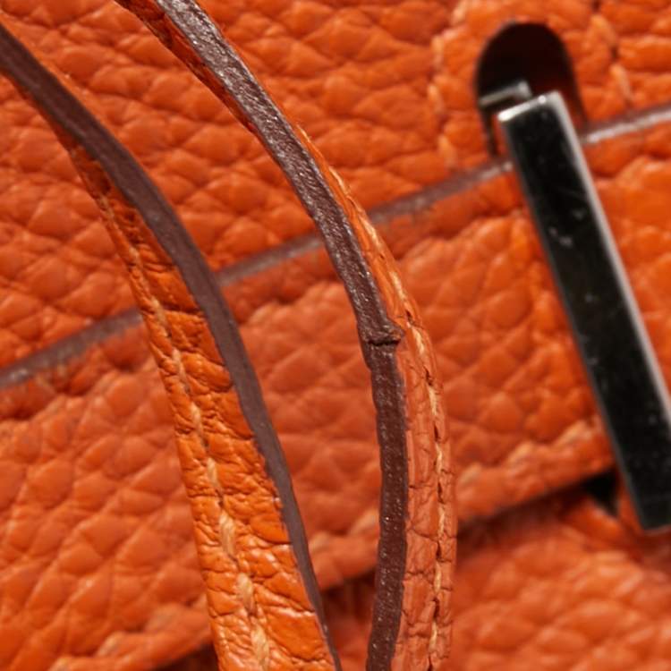 مملوكة مسبقًا Hermès Orange Togo Leather Palladium Finish Birkin 35 Bag