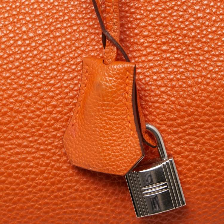 مملوكة مسبقًا Hermès Orange Togo Leather Palladium Finish Birkin 35 Bag