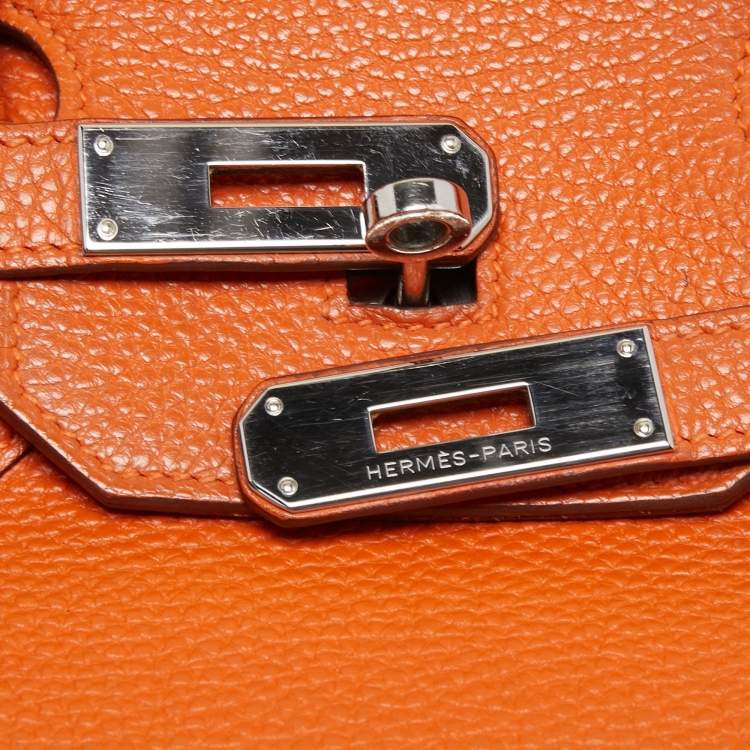مملوكة مسبقًا Hermès Orange Togo Leather Palladium Finish Birkin 35 Bag