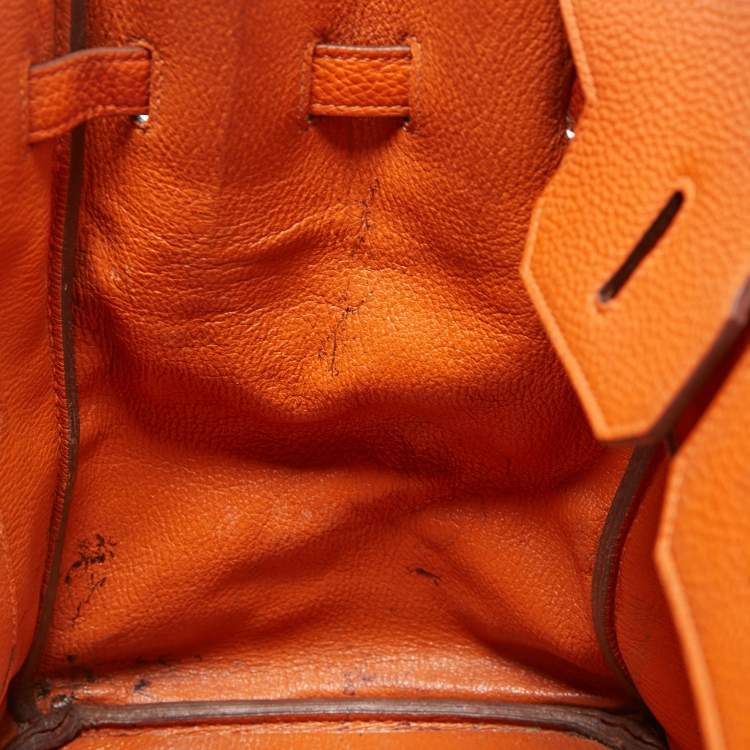 مملوكة مسبقًا Hermès Orange Togo Leather Palladium Finish Birkin 35 Bag