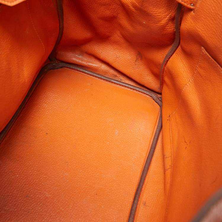 مملوكة مسبقًا Hermès Orange Togo Leather Palladium Finish Birkin 35 Bag