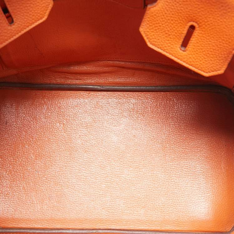 مملوكة مسبقًا Hermès Orange Togo Leather Palladium Finish Birkin 35 Bag