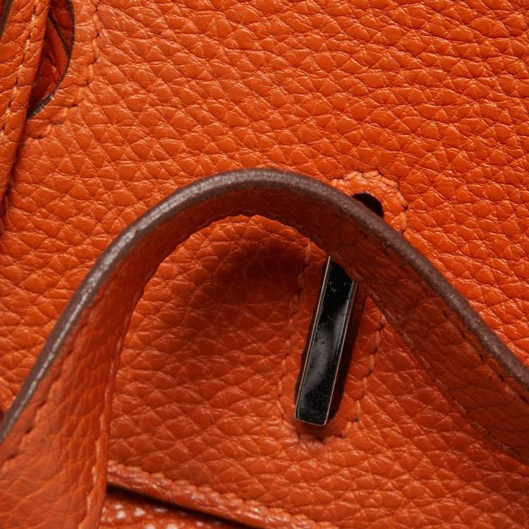مملوكة مسبقًا Hermès Orange Togo Leather Palladium Finish Birkin 35 Bag