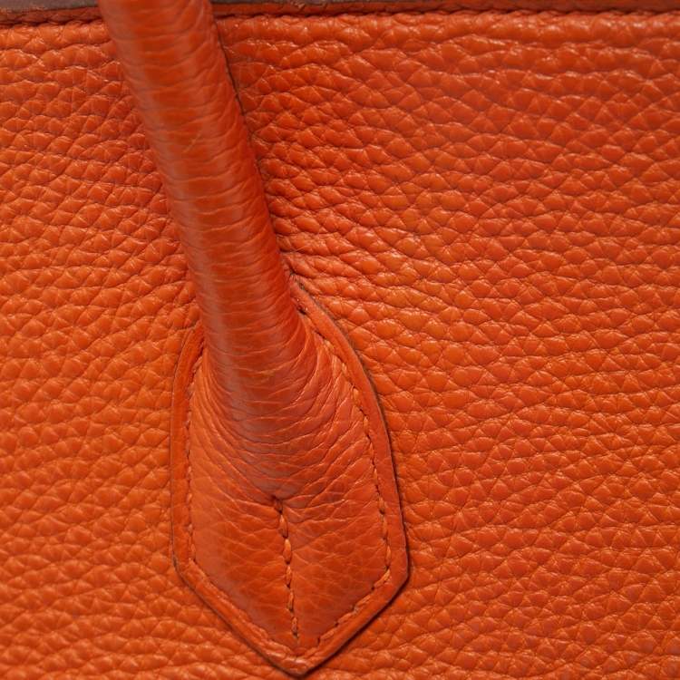 مملوكة مسبقًا Hermès Orange Togo Leather Palladium Finish Birkin 35 Bag