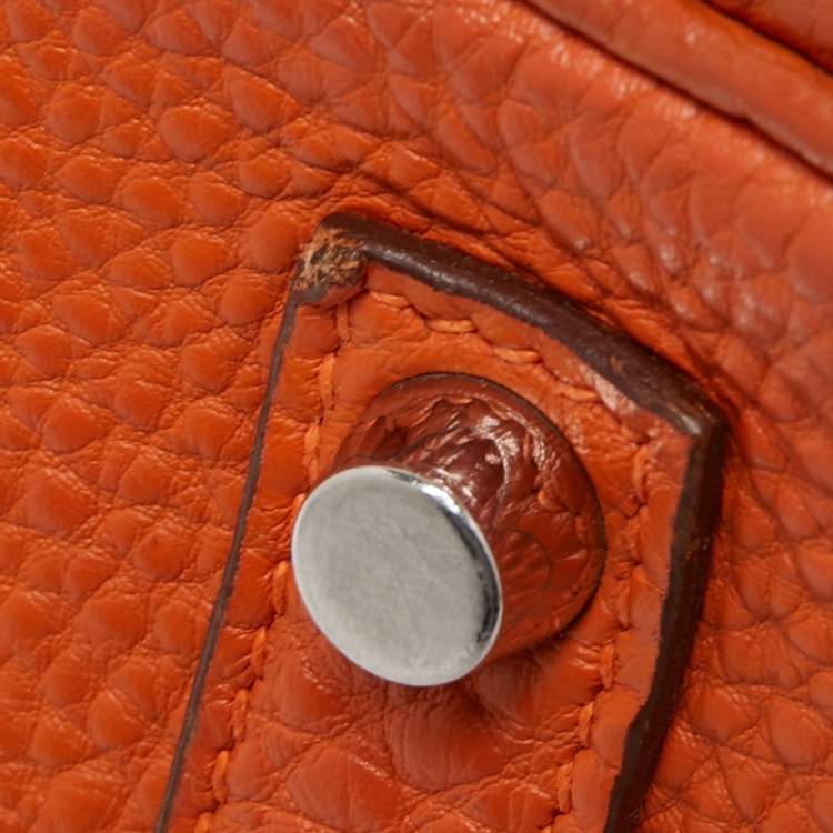 مملوكة مسبقًا Hermès Orange Togo Leather Palladium Finish Birkin 35 Bag