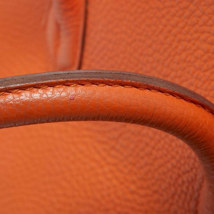 مملوكة مسبقًا Hermès Orange Togo Leather Palladium Finish Birkin 35 Bag