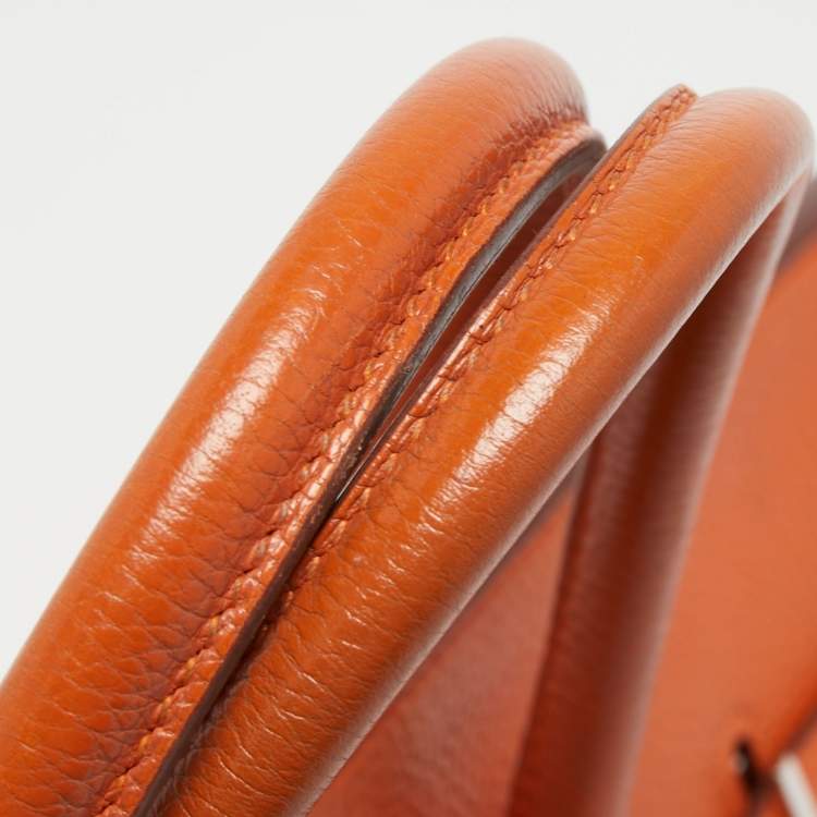 مملوكة مسبقًا Hermès Orange Togo Leather Palladium Finish Birkin 35 Bag