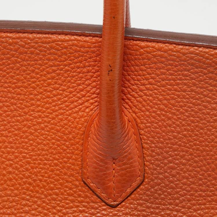 مملوكة مسبقًا Hermès Orange Togo Leather Palladium Finish Birkin 35 Bag