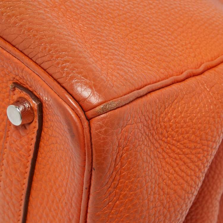 مملوكة مسبقًا Hermès Orange Togo Leather Palladium Finish Birkin 35 Bag