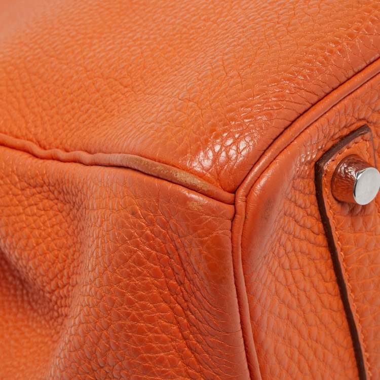 مملوكة مسبقًا Hermès Orange Togo Leather Palladium Finish Birkin 35 Bag