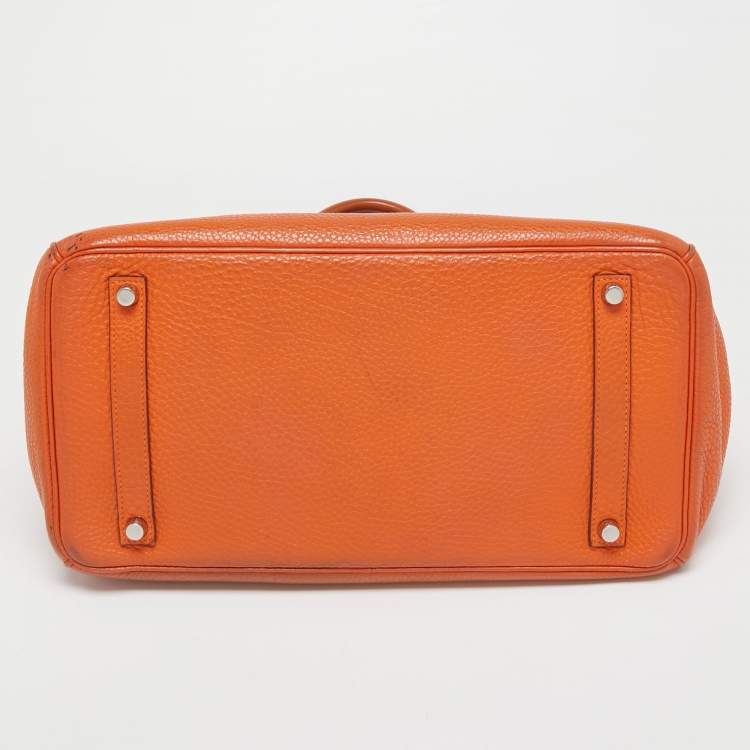 مملوكة مسبقًا Hermès Orange Togo Leather Palladium Finish Birkin 35 Bag