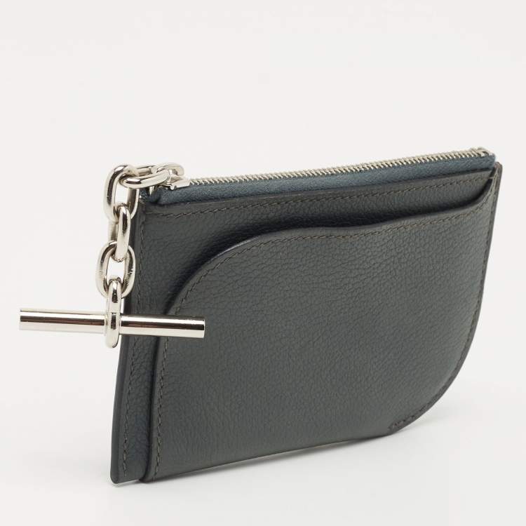 Pre Owned Hermes Bleu Orage Evercolor "Strap" Card Holder 
