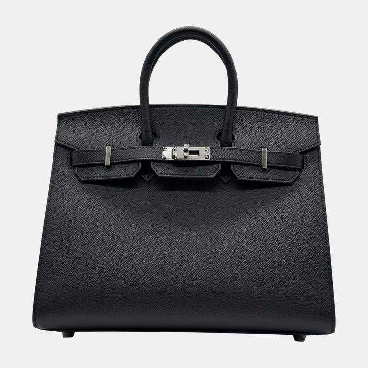 Birkin Handbag Noir Epsom with Palladium Hardware 25