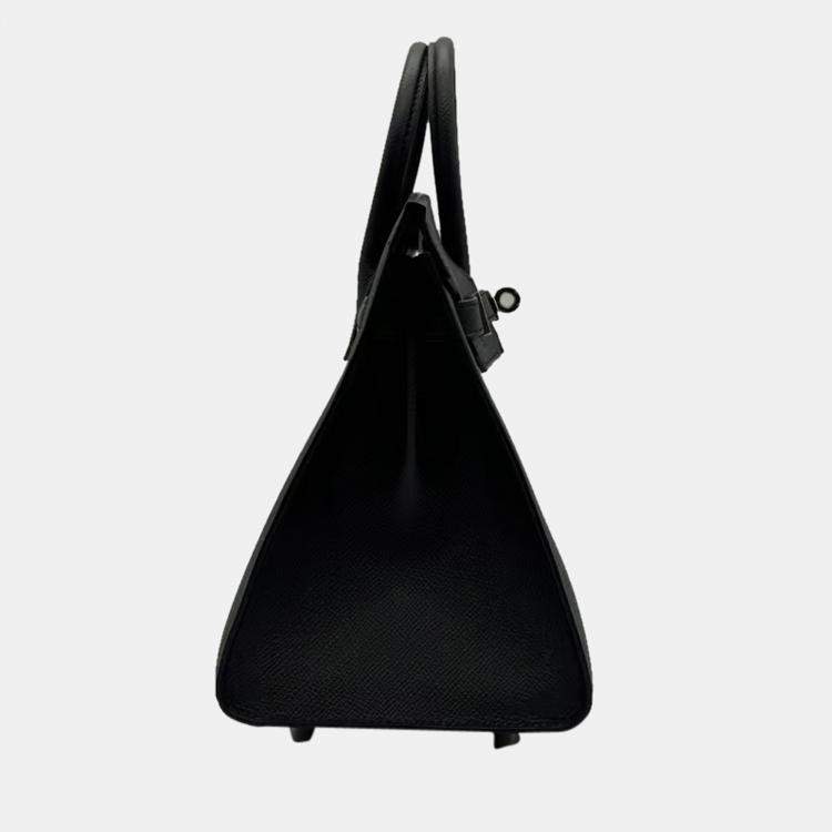Hermes Black Palladium Hardware Epsom Birkin Sellier 25 Bag