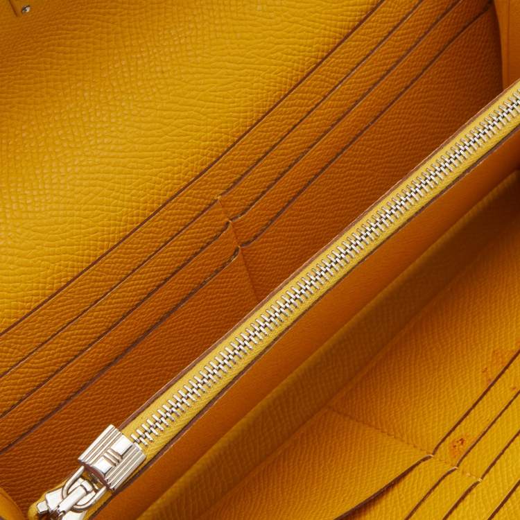 Pre Owned Hermes Jaune d'or Epsom Leather Palladium Finish Kelly Wallet