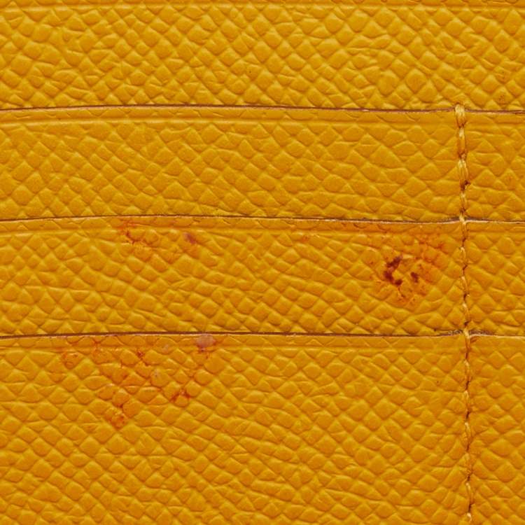 Pre Owned Hermes Jaune d'or Epsom Leather Palladium Finish Kelly Wallet