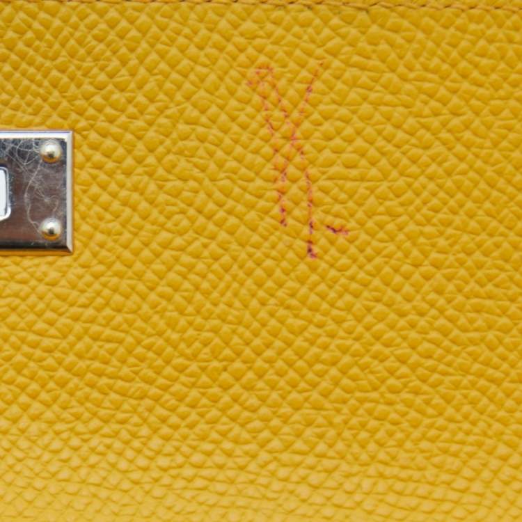 Pre Owned Hermes Jaune d'or Epsom Leather Palladium Finish Kelly Wallet