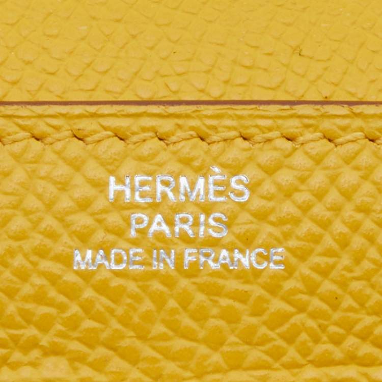 Pre Owned Hermes Jaune d'or Epsom Leather Palladium Finish Kelly Wallet