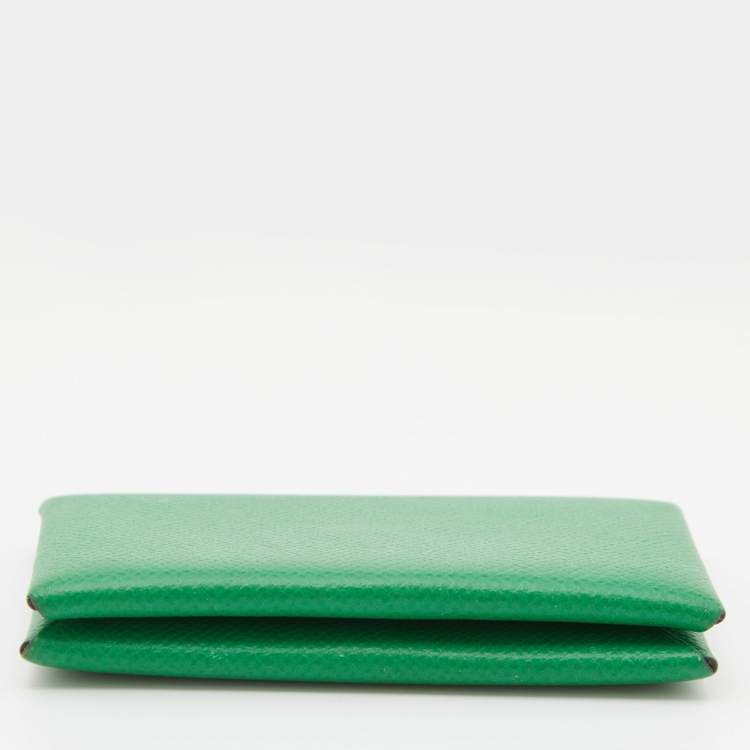 Pre Owned Hermes Bambou Epsom Leather Calvi Card Holder