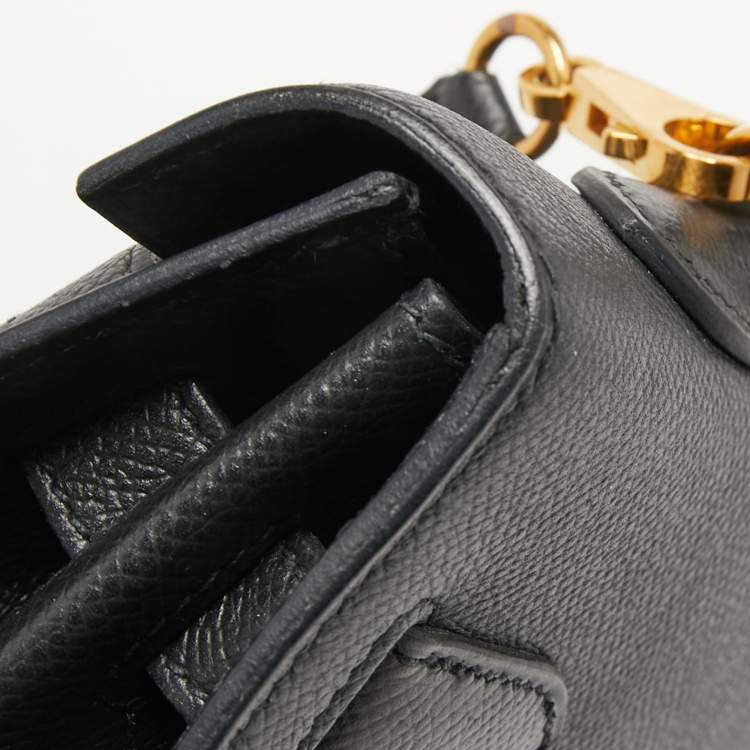 Pre Owned Hermès Black Epsom Leather Gold Finish Kelly Sellier 35 Bag