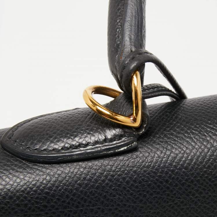 Pre Owned Hermès Black Epsom Leather Gold Finish Kelly Sellier 35 Bag
