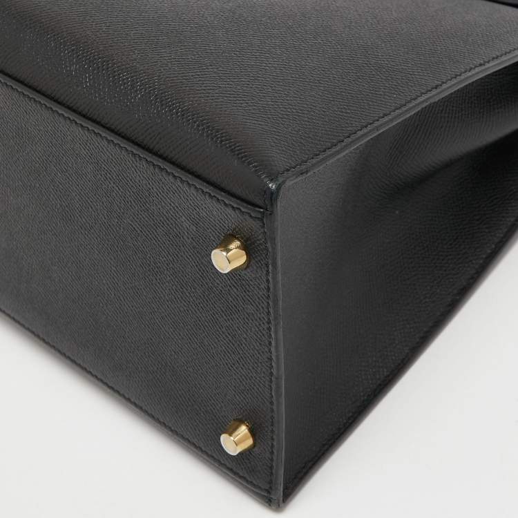 Pre Owned Hermès Black Epsom Leather Gold Finish Kelly Sellier 35 Bag